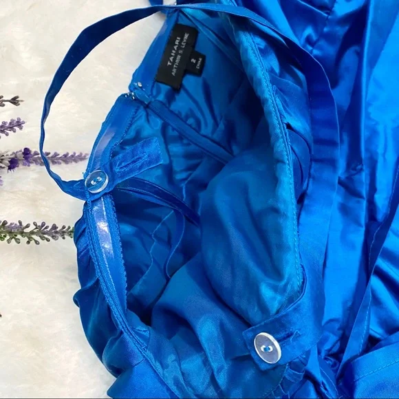 NEW Tahari ASL Sleeveless Blue Silk Cocktail Dress - Picture 5 of 8